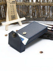 Handmade Leather Cigarette Holder Dark Blue Leather Womens Cigarette Holder Case for Women - iwalletsmen