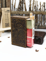 Cool Cigarette Holder Handmade Leather Mens Coffee Floral Cigarette Holder Cases for Men - iwalletsmen