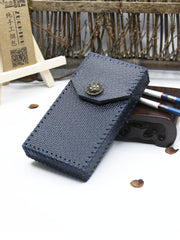Handmade Leather Cigarette Holder Dark Blue Leather Womens Cigarette Holder Case for Women - iwalletsmen