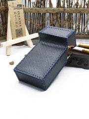 Cool Cigarette Holder Handmade Leather Mens Dark Blue Cigarette Holder Cases for Men - iwalletsmen