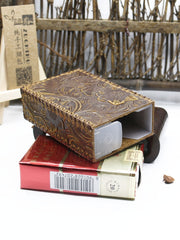 Handmade Leather Cigarette Holder Mens Engraved Floral Cigarette Holder Case for Men - iwalletsmen