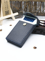 Handmade Leather Cigarette Holder Dark Blue Leather Womens Cigarette Holder Case for Women - iwalletsmen