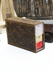 Handmade Leather Cigarette Holder Mens Engraved Floral Cigarette Holder Case for Men - iwalletsmen