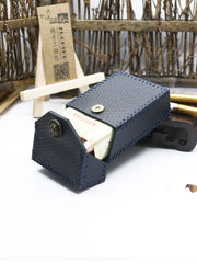 Cool Cigarette Holder Handmade Leather Mens Dark Blue Cigarette Holder Cases for Men - iwalletsmen