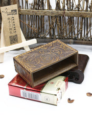 Cool Cigarette Holder Handmade Leather Mens Coffee Floral Cigarette Holder Cases for Men - iwalletsmen