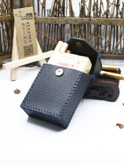 Cool Cigarette Holder Handmade Leather Mens Dark Blue Cigarette Holder Cases for Men - iwalletsmen