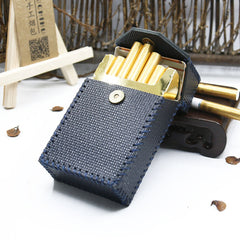 Cool Cigarette Holder Handmade Leather Mens Dark Blue Cigarette Holder Cases for Men - iwalletsmen