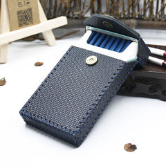 Handmade Leather Cigarette Holder Dark Blue Leather Womens Cigarette Holder Case for Women - iwalletsmen