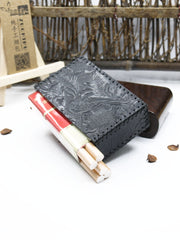 Cool Cigarette Holder Handmade Leather Mens Black Floral Cigarette Holder Cases for Men - iwalletsmen