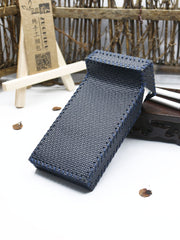 Handmade Leather Cigarette Holder Dark Blue Leather Womens Cigarette Holder Case for Women - iwalletsmen