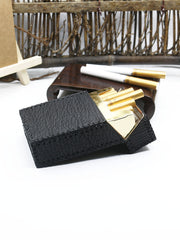 Handmade Cool Shark Leather Mens Cigarette Holder Case Black Cigarette Holder for Men - iwalletsmen
