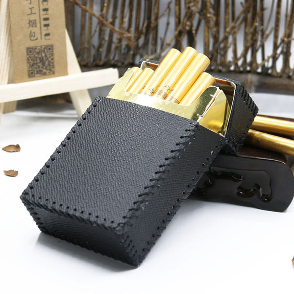 Cool Handmade Leather Cigarette Holder Mens Black Cigarette Holder Case for Men - iwalletsmen