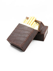 Cool Handmade Leather Mens Coffee Cigarette Holder Case for Men Alligator Pattern - iwalletsmen