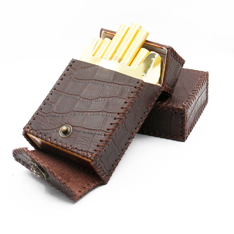 Cool Handmade Leather Mens Engraved Coffee Cigarette Holder Case for Men - iwalletsmen