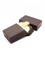 Cool Handmade Leather Mens Coffee Cigarette Holder Case for Men Alligator Pattern - iwalletsmen