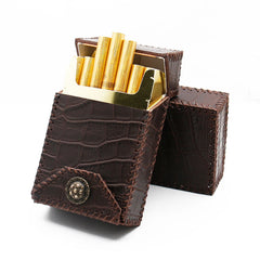 Cool Handmade Leather Mens Engraved Coffee Cigarette Holder Case for Men - iwalletsmen