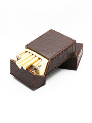 Cool Handmade Leather Mens Coffee Cigarette Holder Case for Men Alligator Pattern - iwalletsmen