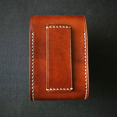 Brown Leather Mens Cigarette Case Cigarette Holder Zippo Light Case with Belt Loop for Men - iwalletsmen