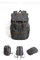 Cool Canvas Leather Mens Womens College 14'' Green Backpack Travel Backpack Computer Backpack for Men - iwalletsmen