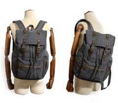 Cool Canvas Leather Mens Womens College 14'' Green Backpack Travel Backpack Computer Backpack for Men - iwalletsmen