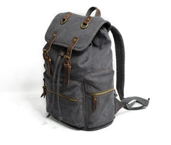 Cool Canvas Leather Mens Womens College 14'' Green Backpack Travel Backpack Computer Backpack for Men - iwalletsmen