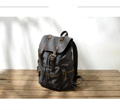 Cool Canvas Leather Mens Womens College 14'' Green Backpack Travel Backpack Computer Backpack for Men - iwalletsmen