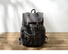 Cool Canvas Leather Mens Womens College 14'' Green Backpack Travel Backpack Computer Backpack for Men - iwalletsmen