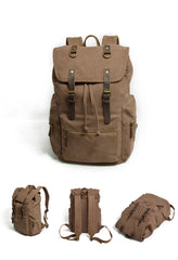 Cool Canvas Leather Mens Womens College 14'' Green Backpack Travel Backpack Computer Backpack for Men - iwalletsmen