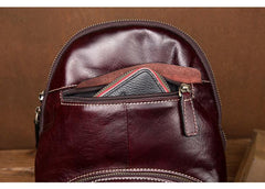 Green Cool Mens Leather Red Backpack Brown Satchel Backpacks School Backpacks for men - iwalletsmen