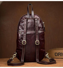 Green Cool Mens Leather Red Backpack Brown Satchel Backpacks School Backpacks for men - iwalletsmen