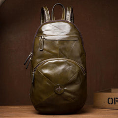 Green Cool Mens Leather Red Backpack Brown Satchel Backpacks School Backpacks for men - iwalletsmen
