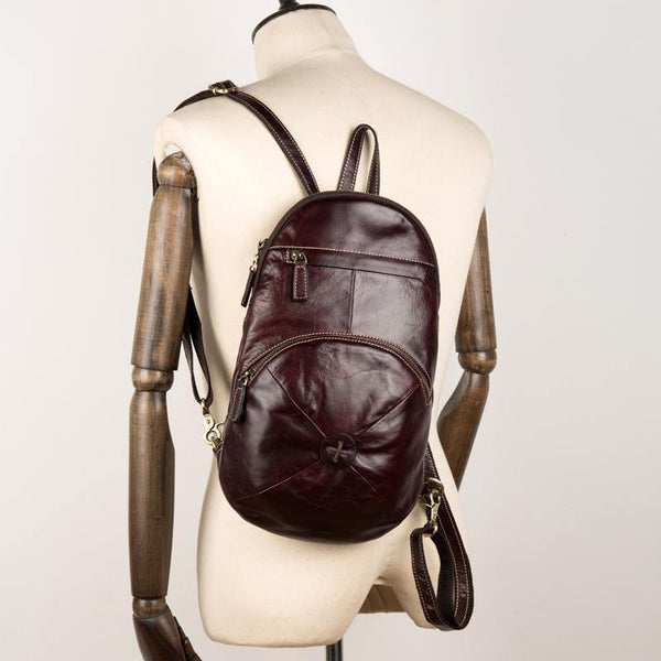 Green Cool Mens Leather Red Backpack Brown Satchel Backpacks School Backpacks for men - iwalletsmen