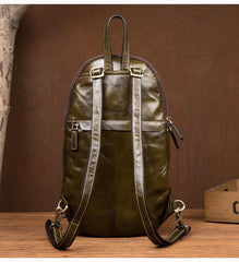 Green Cool Mens Leather Red Backpack Brown Satchel Backpacks School Backpacks for men - iwalletsmen