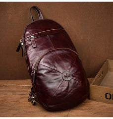 Green Cool Mens Leather Red Backpack Brown Satchel Backpacks School Backpacks for men - iwalletsmen