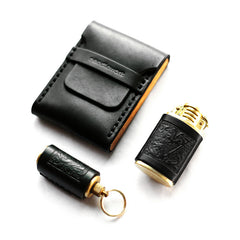 Cool Wooden Black Leather Mens Cigarette Case Custom Cigarette Holder for Men - iwalletsmen