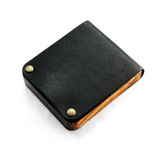 Cool Wooden Black Leather Mens Cigarette Case Custom Cigarette Holder for Men - iwalletsmen