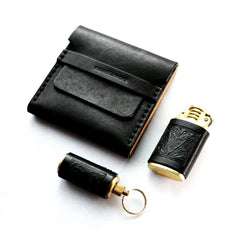 Cool Wooden Black Leather Mens Cigarette Case Custom Cigarette Holder for Men - iwalletsmen