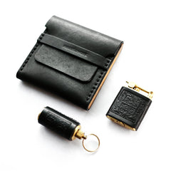 Cool Wooden Black Leather Mens Cigarette Case Handmade Custom Cigarette Holder for Men - iwalletsmen