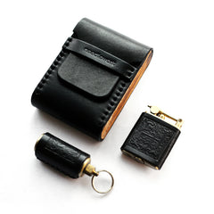 Cool Wooden Black Leather Mens Cigarette Case Custom Cigarette Holder for Men - iwalletsmen