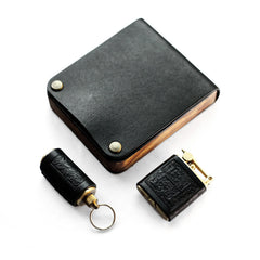 Cool Wooden Black Leather Mens Cigarette Case Custom Cigarette Holder for Men - iwalletsmen