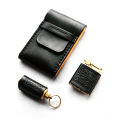 Cool Wooden Black Leather Mens Cigarette Case Custom Cigarette Holder for Men - iwalletsmen