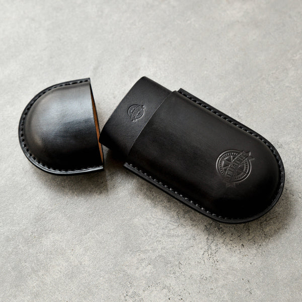 Cool Black Leather Mens 2pcs Cigar Case Cool Custom Leather Cigar Case for Men - iwalletsmen