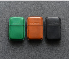 Handmade Green Leather Mens 11pcs Cigarette Holder Case Cool Custom Cigarette Case for Men - iwalletsmen