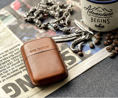 Handmade Black Leather Mens 11pcs Cigarette Holder Case Cool Custom Cigarette Case for Men - iwalletsmen