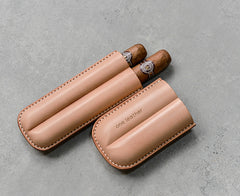 Cool Brown Leather Mens 2pcs Cigar Case Cool Custom Leather Cigar Case for Men - iwalletsmen