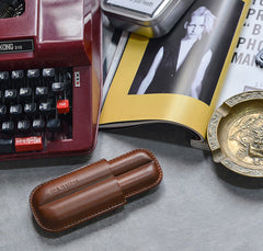 Cool Brown Leather Mens 2pcs Cigar Case Cool Custom Leather Cigar Case for Men - iwalletsmen