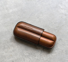Cool Brown Leather Mens 2pcs Cigar Case Cool Custom Leather Cigar Case for Men - iwalletsmen