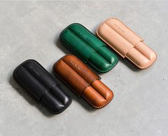 Cool Brown Leather Mens 2pcs Cigar Case Cool Custom Leather Cigar Case for Men - iwalletsmen