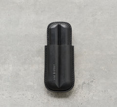 Cool Black Leather Mens 2pcs Cigar Case Cool Custom Leather Cigar Case for Men - iwalletsmen