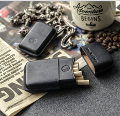 Handmade Green Leather Mens 11pcs Cigarette Holder Case Cool Custom Cigarette Case for Men - iwalletsmen